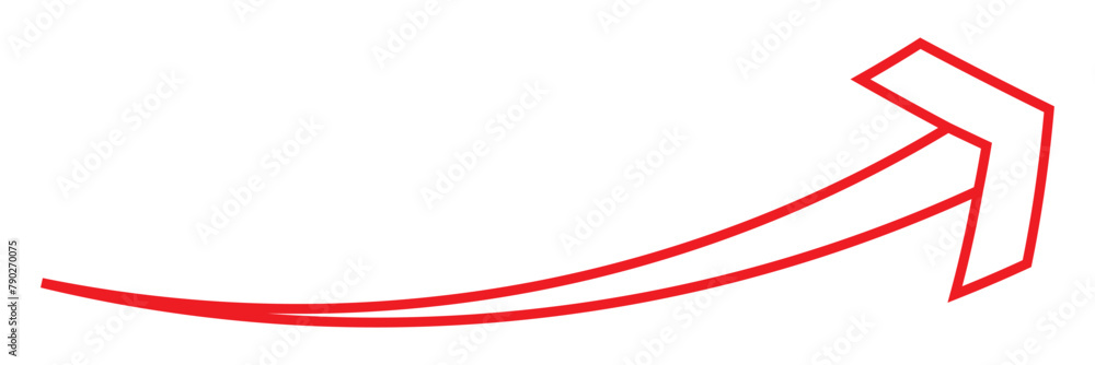 Poster horizontal long arch line arrow signs. red pointer, direction, position symbol and double arrow icon