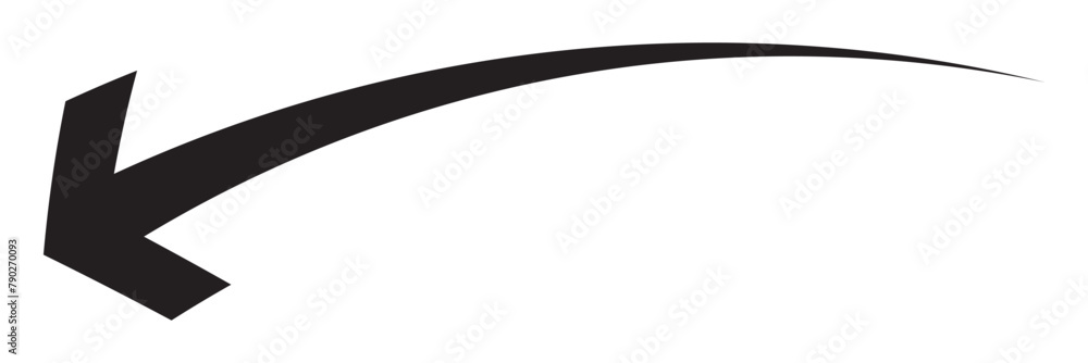 Poster black long arrow vector icon. black arch horizontal double arrow. curve black left pointer arrow.