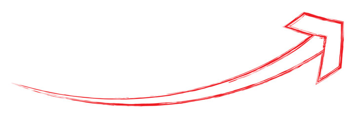 Illustration of a red arrow. Hand painted arrow drawn with ink brush. 11:11