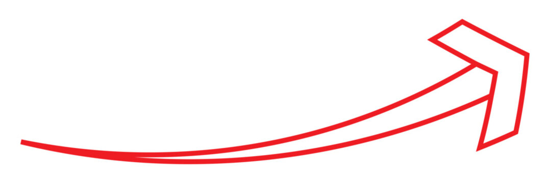 Horizontal long arch line arrow signs. Red pointer, direction, position symbol and double arrow icon isolated on white background.