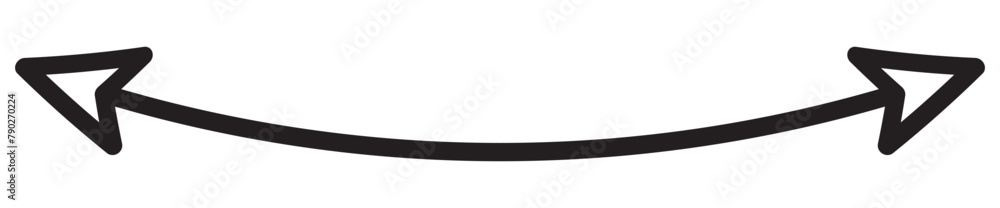 Poster horizontal long arrow signs. dual thin long double ended arrow. arrow pointer vector icon isolated o