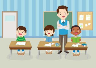 students and teacher in classroom