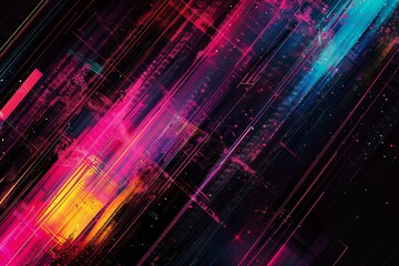 Fototapeta premium Abstract glitch art in the style of neon rainbow color palette