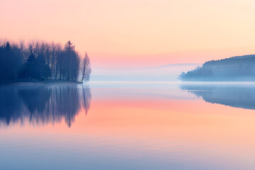 Serene Sunrise over a Quiet Lake: A Celebration of Nature's Tranquil Beauty in High Definition