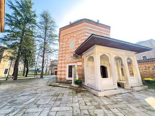 The historical Muradiye Mosque complex, belonging to the Ottoman Empire, located in Bursa, is one of the places frequented by tourists.