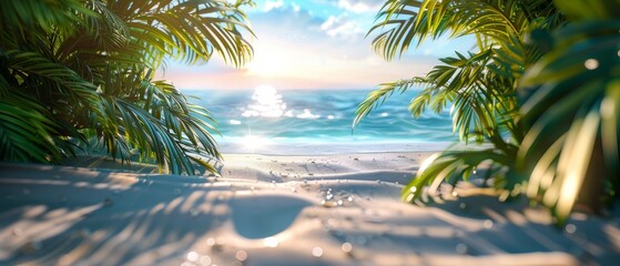 Naklejka premium Ocean View Through Palm Trees