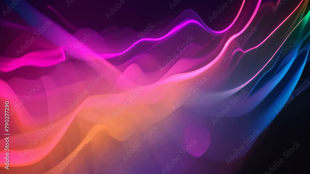 Poster a striking display of colorful waves illuminating a black background, psychedelic visualization of s
