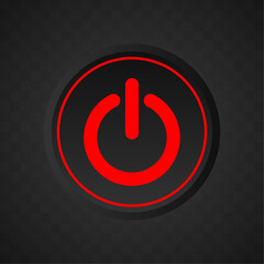 Red Glowing Button With Black Transparent Background