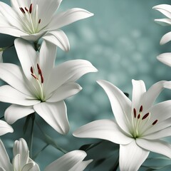 Lilies, lilly flowers with delicate petals and stems, creating a serene atmosphere for spa and wellness advertisements - obrazy, fototapety, plakaty