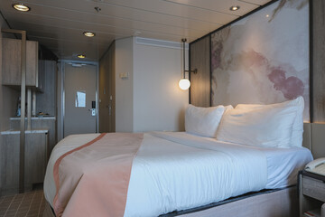 Luxurious ocean view or oceanview or outside or exterior cabin on luxury cruiseship or cruise ship...