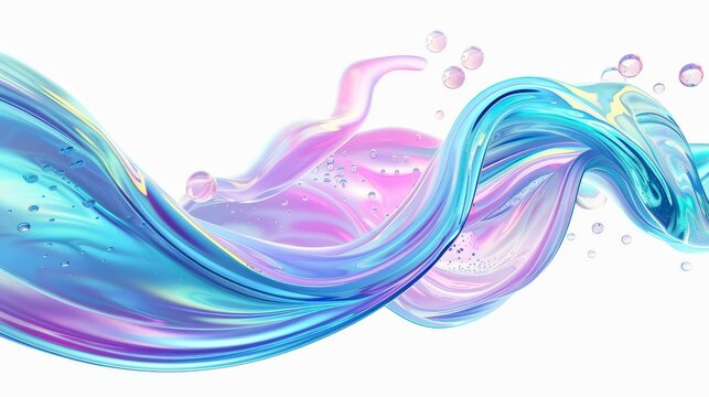 The wave of detergent, the flow of soap, the bubbles and the glowing curves create an abstract 3D motion design element.