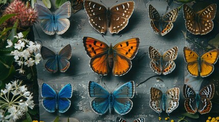 knolling colorful butterflies, 16:9