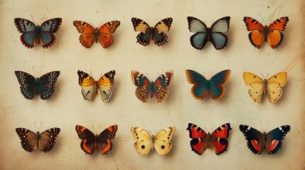 knolling colorful butterflies, 16:9