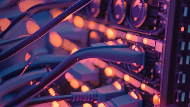 This close-up photo captures a complex and tangled bunch of electrical wires and cables, Simplistic interpretation of a network firewall