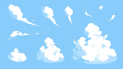 入道雲とかっこいい雲のイラスト素材セット_エフェクト風 - obrazy, fototapety, plakaty