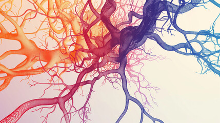 Detailed medical illustration of human blood vessels