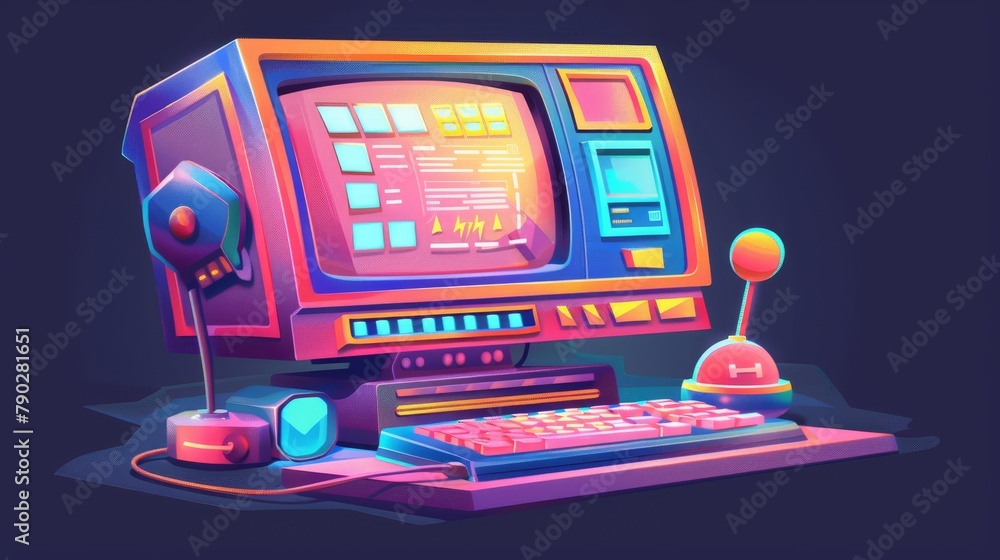 Poster the graphic style of this retro computer screen interface is in the 90s graphic style. a digital gra