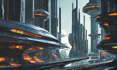  futuristic city. Futuristic concept and spaceships. Futuristic corridor interior. futuristic...