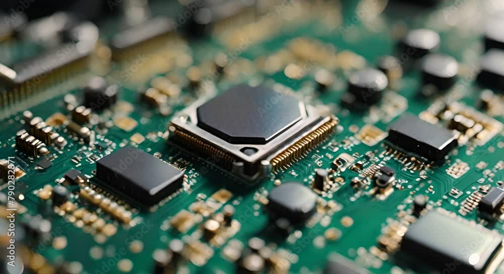 Poster explore the intricate details of a computer circuit board up close revealing the complex network of 