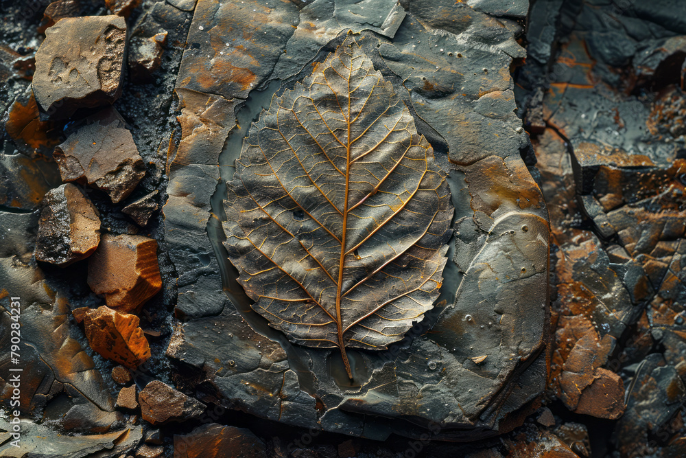 Aufkleber a depiction of a fossilized leaf complete with vein patterns, which could help scientists understand