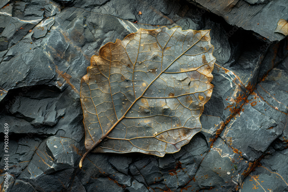 Aufkleber a depiction of a fossilized leaf complete with vein patterns, which could help scientists understand