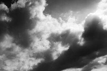 sky with clouds, black and white