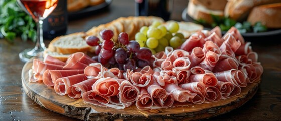 Wooden Table Covered With Food and Wine