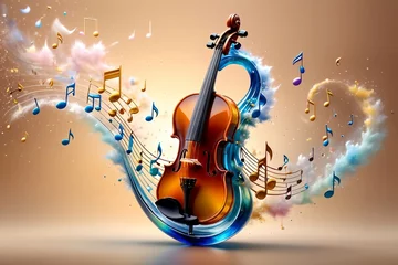 Fototapeten colorful background with musical notes, abstract music background © Peredniankina