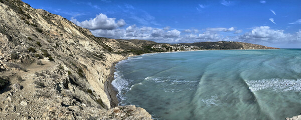 Küstenlandschaft an der Pissouri Bay, Zypern - obrazy, fototapety, plakaty