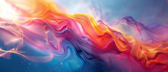 Colorful abstract painting with vibrant colors and a smooth, flowing texture. - obrazy, fototapety, plakaty