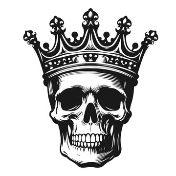 Realistic human skulls in crown isolated on white background vector illustration	
