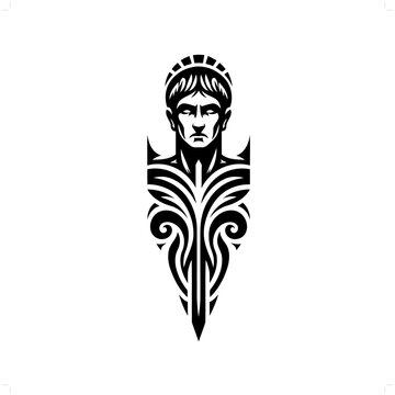 recommend clip art: caesar in modern tribal tattoo, abstract line art of people, minimalist contour. Vector