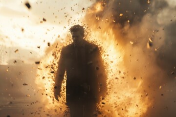 Technology disruption and job replacement concept caused by harmful technological transformation affecting the economic and workforce demands. A man profession is obsolete. AIG41