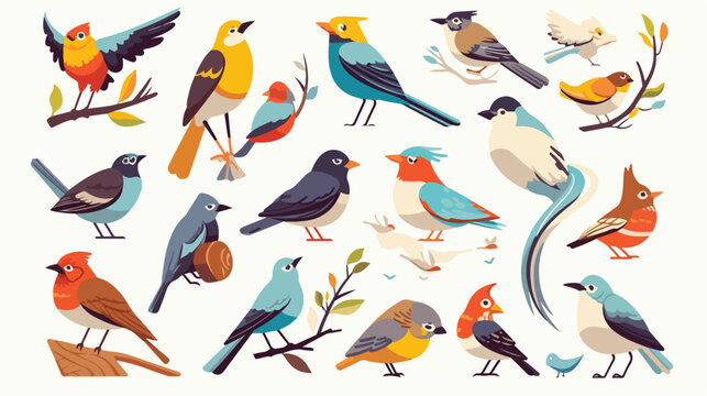 Birds outline thin line illustration icons. Bird se