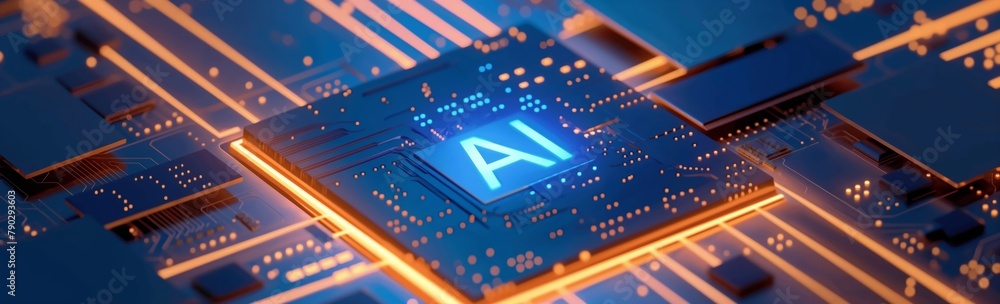 Poster A chip with an AI processor represents an important step in the development of modern electronics, opening up new opportunities for the creation of intelligent technologies and devices.