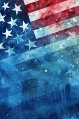 Abstract Grunge American Flag Background With Vivid Colors and Textured Appeal. copy space concept independence day