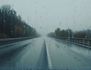 Rainy Day Drive: Highway Scene in Texas