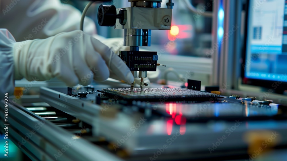 Poster Modern chips and microchips are subjected to high-precision diagnostics and testing to ensure their reliability and efficiency.