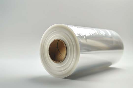 Gleaming roll of white polyester film on a neutral background.