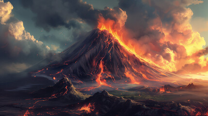 Primal Java Volcanoes - obrazy, fototapety, plakaty