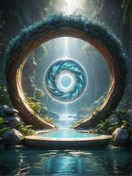 A magical fantasy water portal to a parallel world