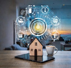 cloud computing concept with smart home appliance using ai technology access different devices