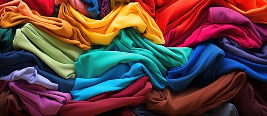 Lots of bright messy colorful clothes.