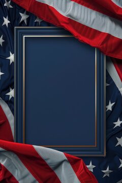 American Flag Draped Frame Background for Patriotic Holidays and Celebrations. copy space concept independence day