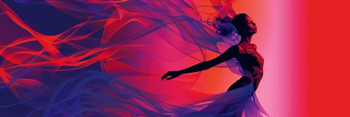 An impassioned flamenco dancer in motion, with vibrant colors swirling around, ideal for cultural festivals, dance events, and lively design projects.