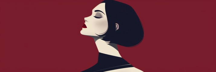 An illustration of a woman cloaked in darkness against a crimson curtain, evoking mystery and gothic allure for book covers and cultural features.