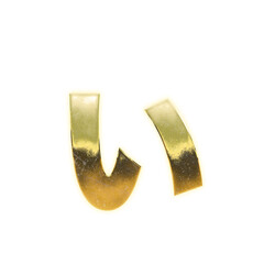 Very realistic golden "い", Japanese Hiragana, 
transparent background