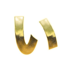 Very realistic golden "い", Japanese Hiragana, 
transparent background