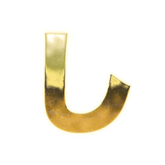 Very realistic golden "し", Japanese Hiragana, 
transparent background