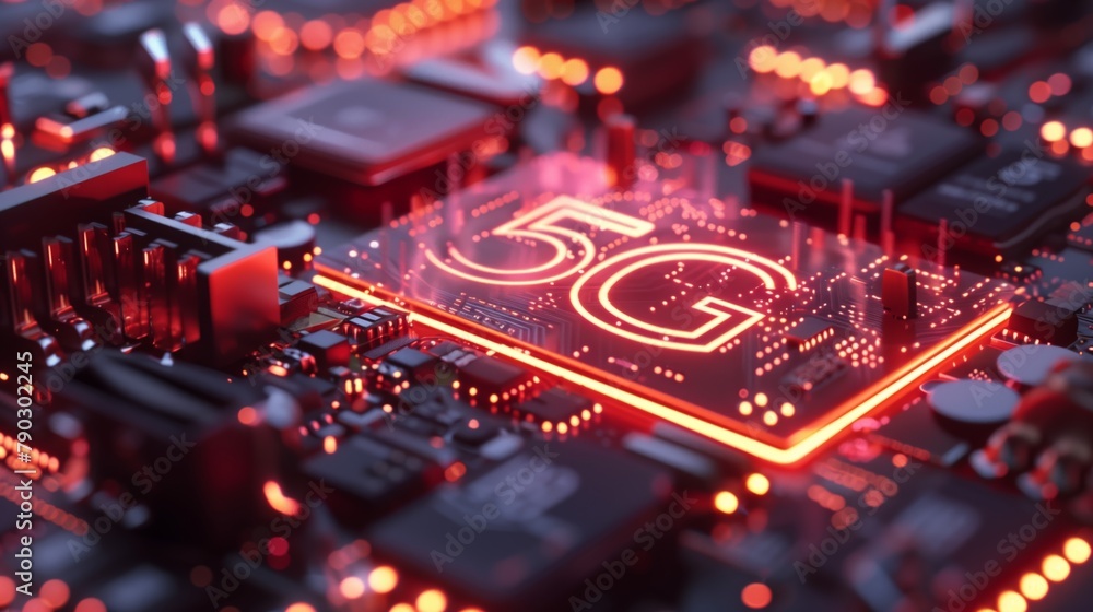 Aufkleber The fifth-generation processor for 5G wireless networks reflects the importance of new technologies in the development of mobile communications.